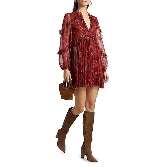 CINQ A SEPT Robin Floral Print Long Sleeve Minidress - Picture 2 of 11